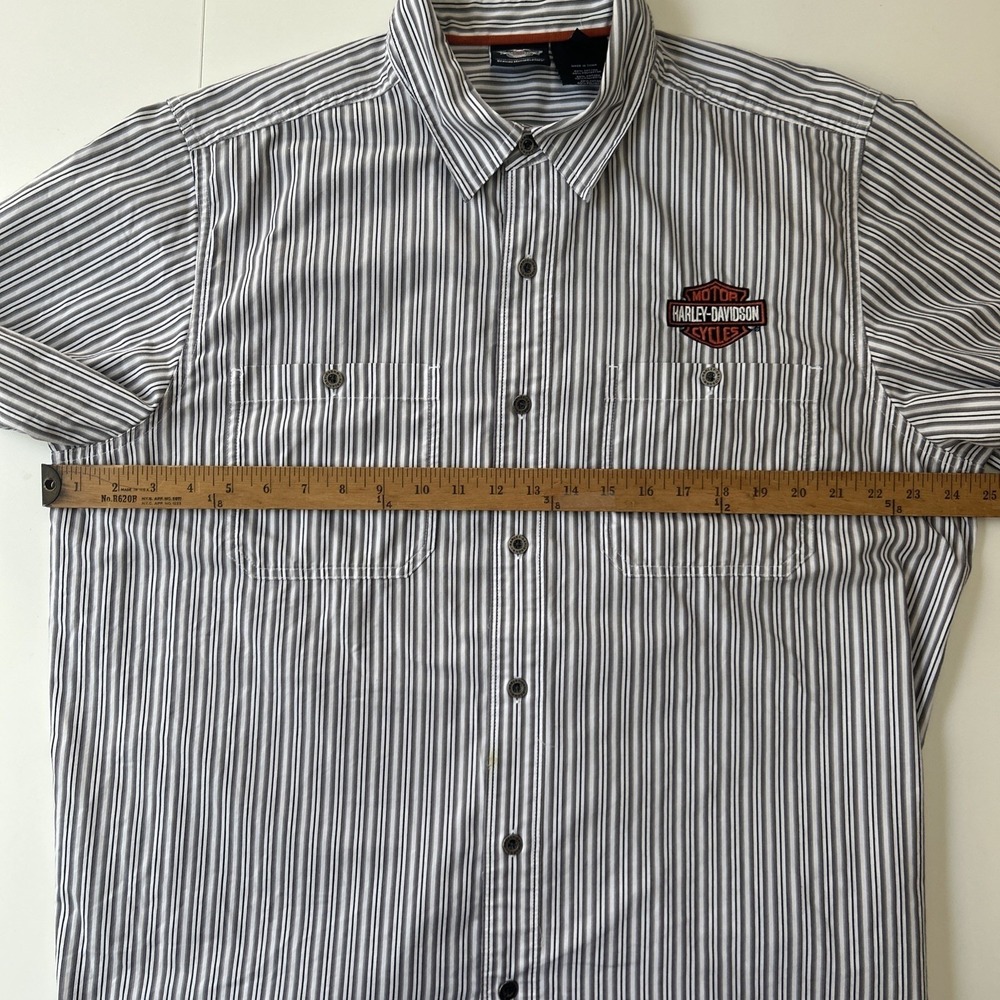 Harley Davidson Men's Black White Striped Button-Down Shirt Embroidered XL - Picture 10 of 11